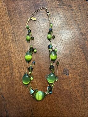 Dabby  Reid Ronnie Mae Necklace  Peridot green 3 strands $128